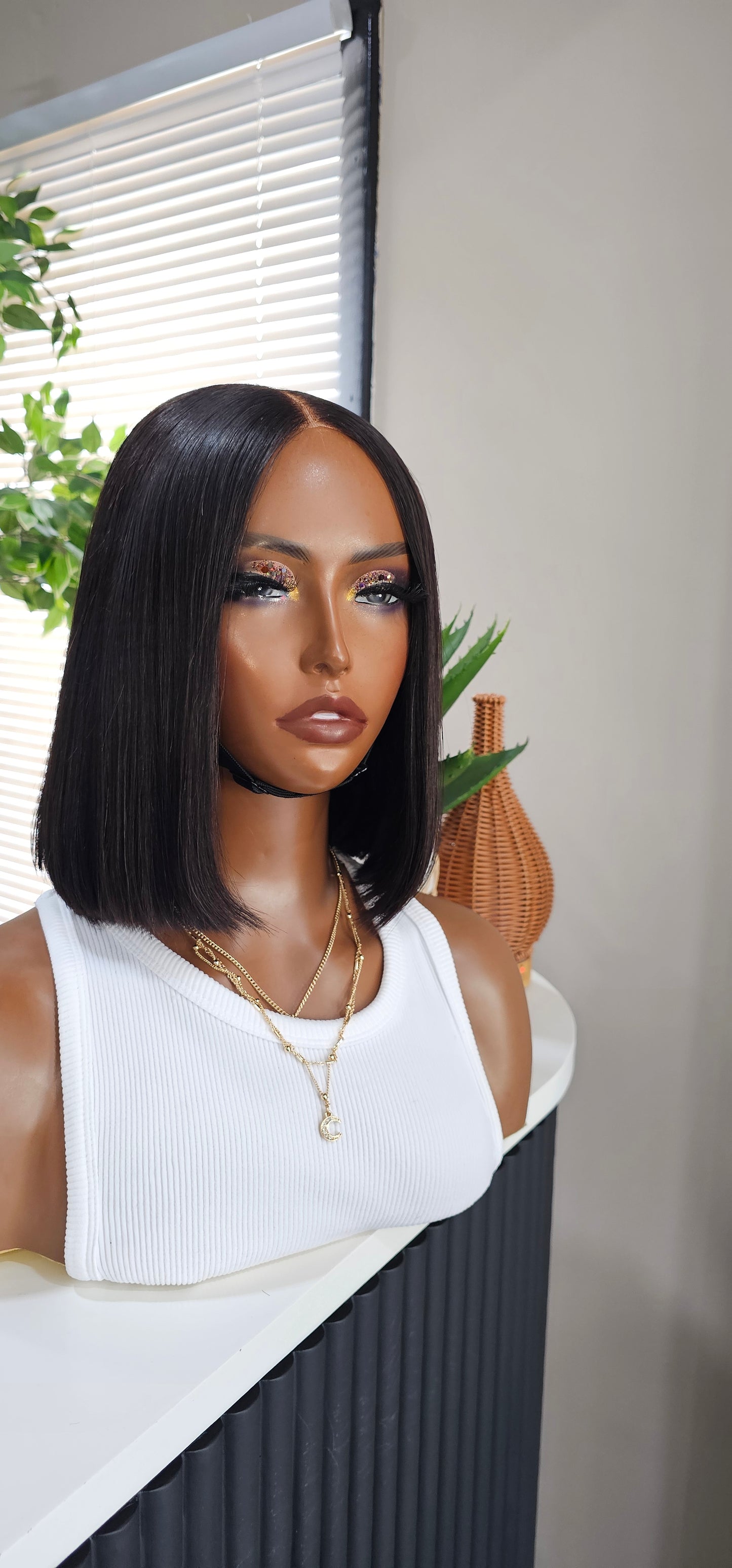 Monica 12-Inch Glueless Bob Custom Unit | 6x6 Closure | Middle Part