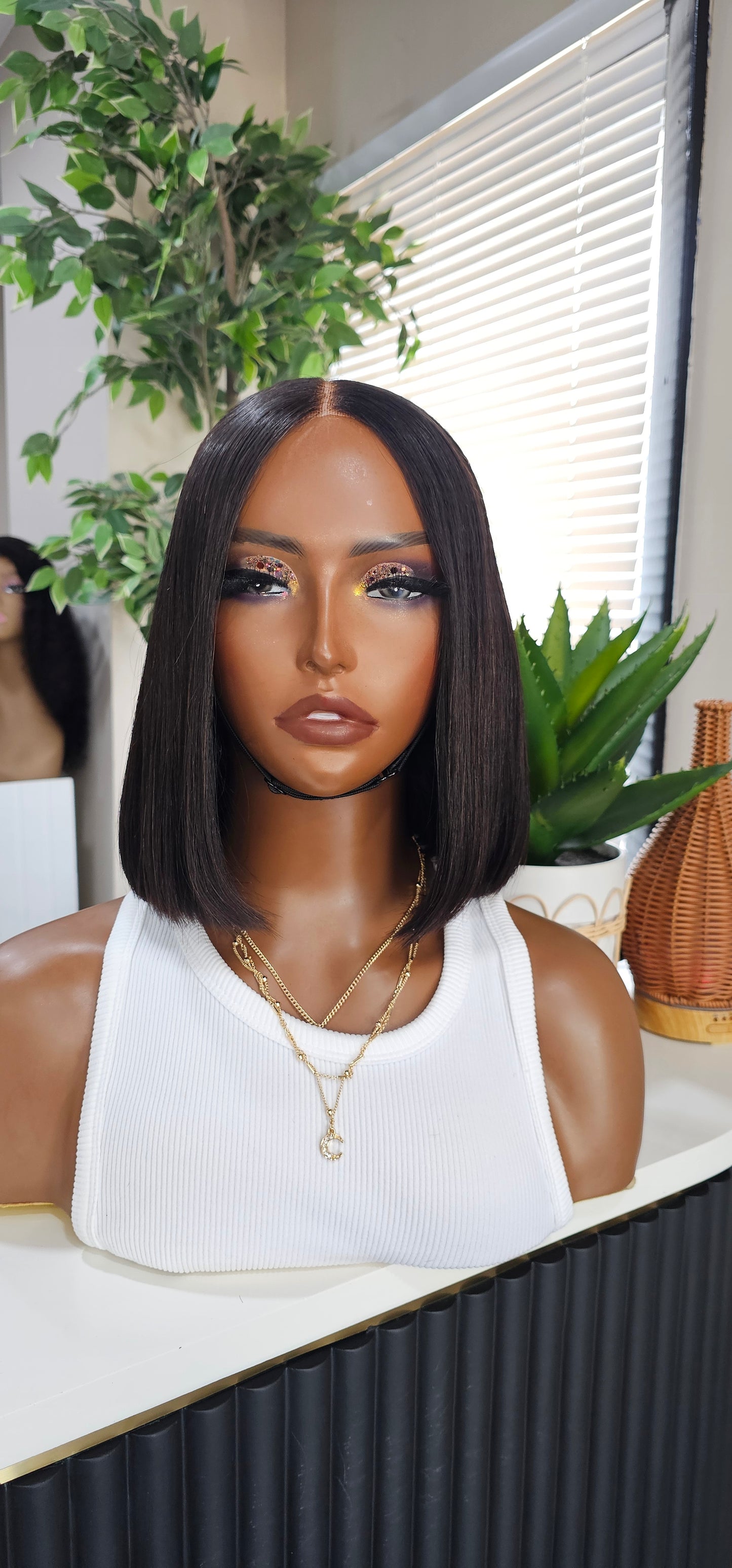 Monica 12-Inch Glueless Bob Custom Unit | 6x6 Closure | Middle Part