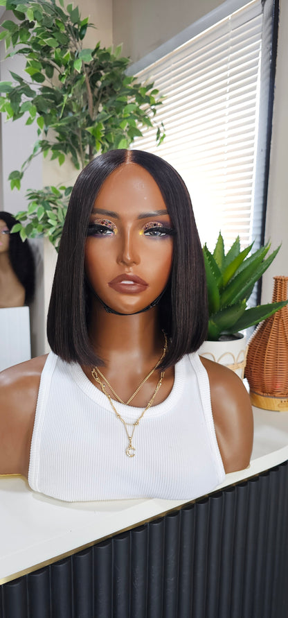Monica 12-Inch Glueless Bob Custom Unit | 6x6 Closure | Middle Part